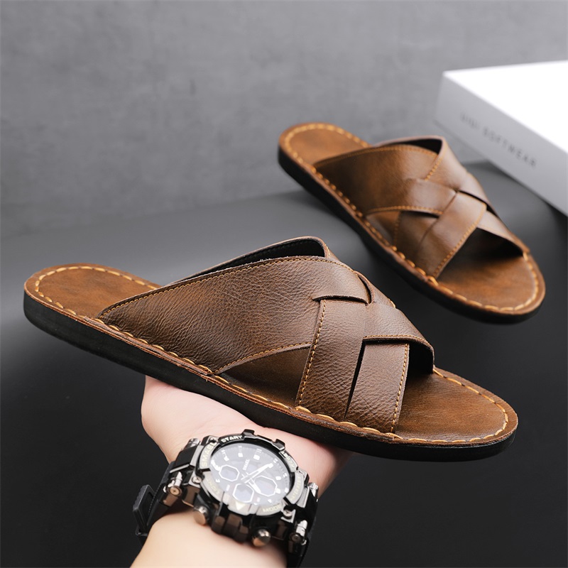 Men'S Shoes Qn - Męskie sandały z prawdziwej skóry, letnie