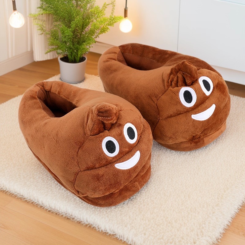 Men Shoes Models - Zabawne pluszowe kapcie z emotikonem kakacza,