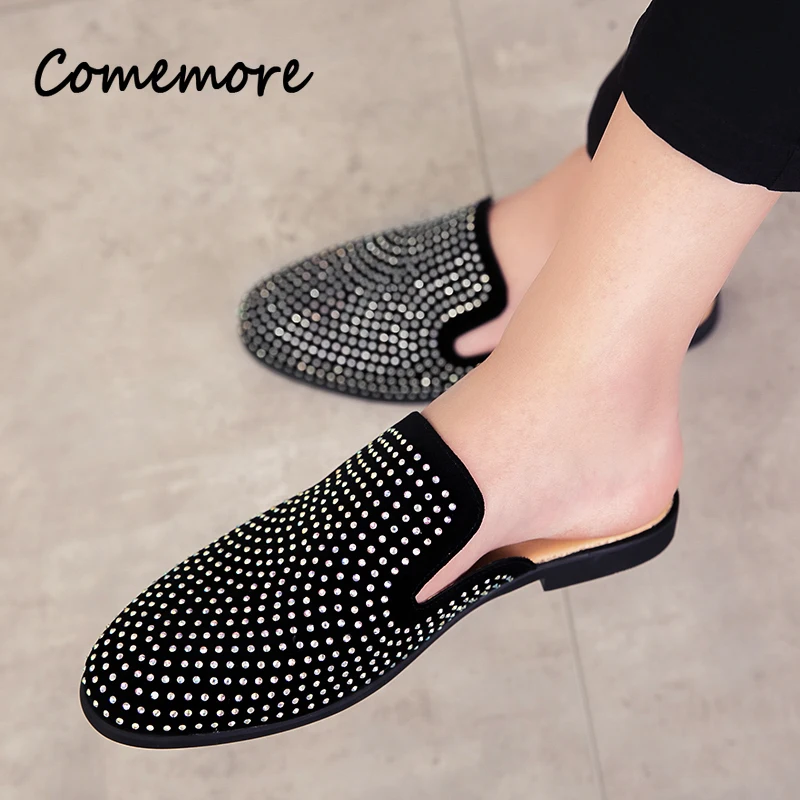 Men Shoes Louboutin - Luksusowe brokatowe buty ze skóry Rhinestone