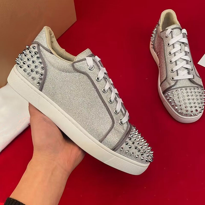 Men Shoes Louboutin - mężczyźni luksusowe modne nity buty sznurowane