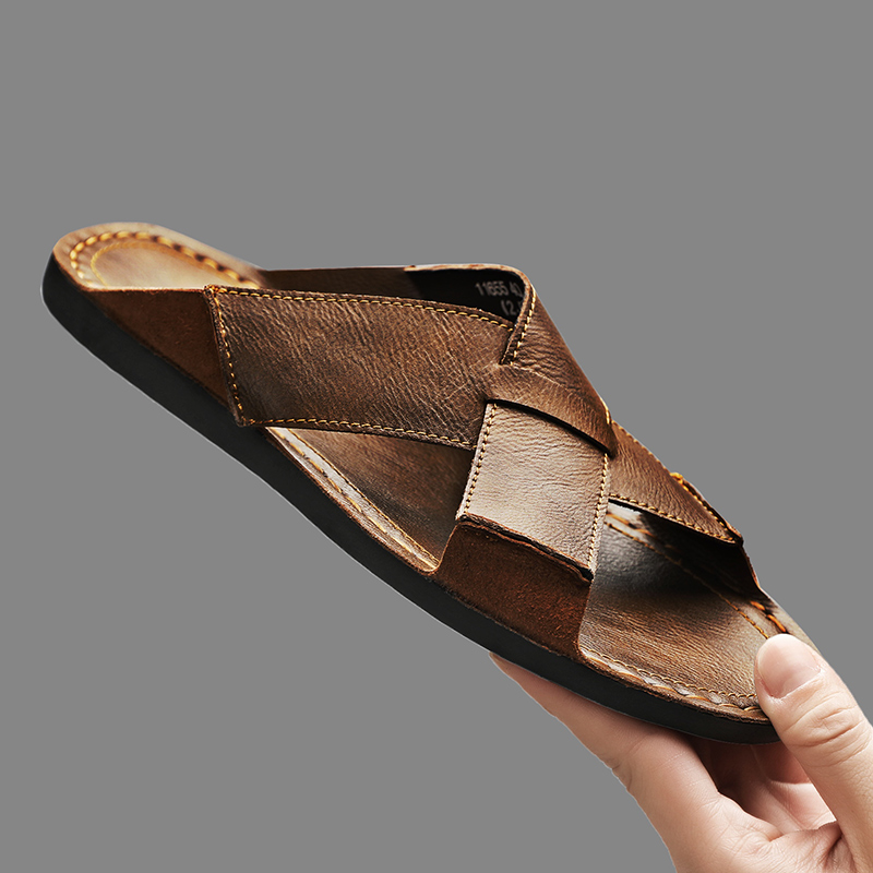 Męskie klapki ze skóry natural – Men'S Shoes Qn recenzja i cena
